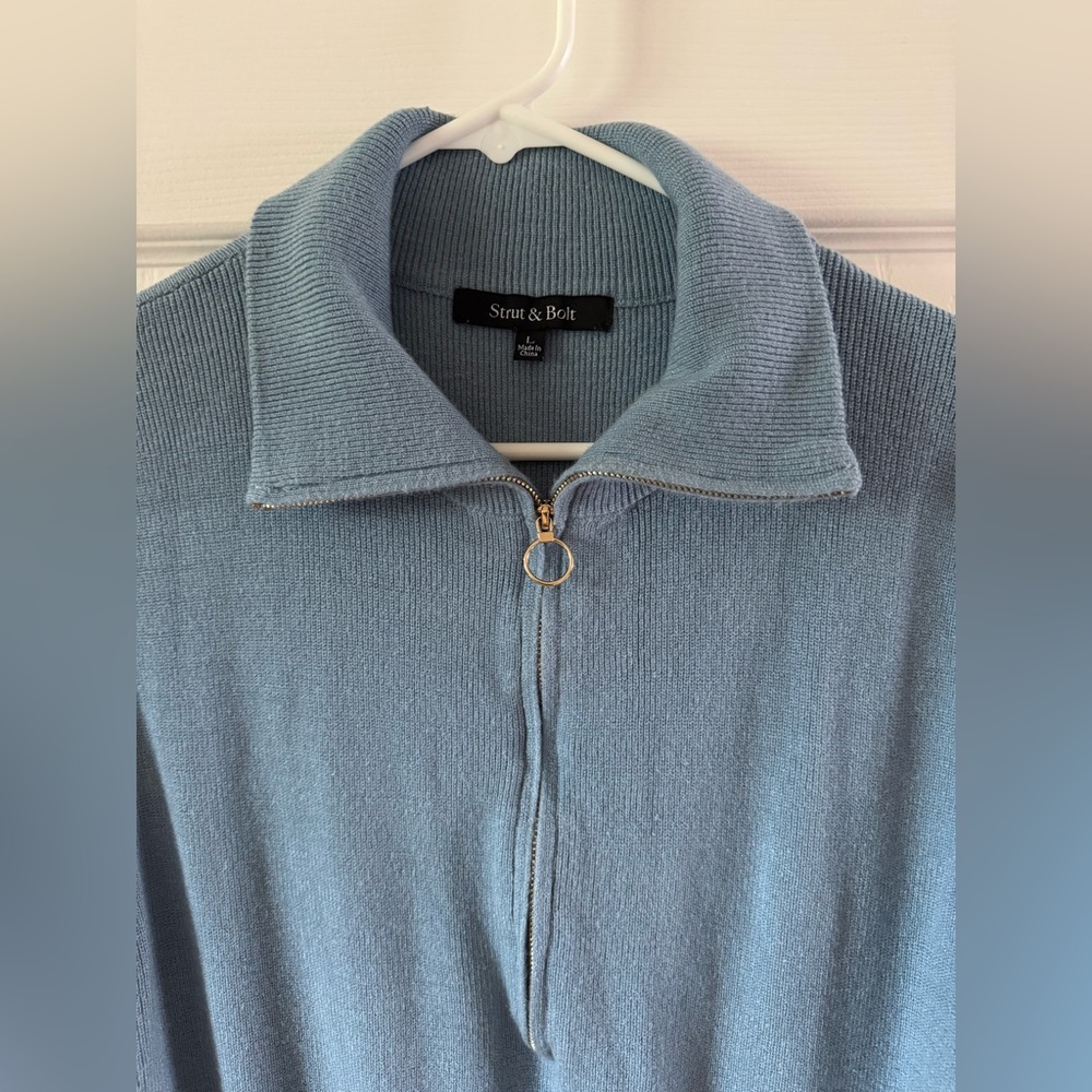Strut & Bolt Knit Blue Sleeveless Half Zip Romper Size‎ Large - Picture 4 of 8